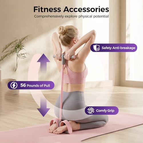 Pedal Resistance Bands with Handles,Upgrade Elastic Yoga Resistance Band, 6Tubes Manual Training Pedal, Natural Rubber Foo...