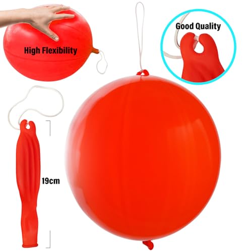 30Pcs Premium 18 inches Heavy Duty Punch Balloons with Rubber Bands, 12 colors, Odorless Punching Balloon Toy For Birthday...