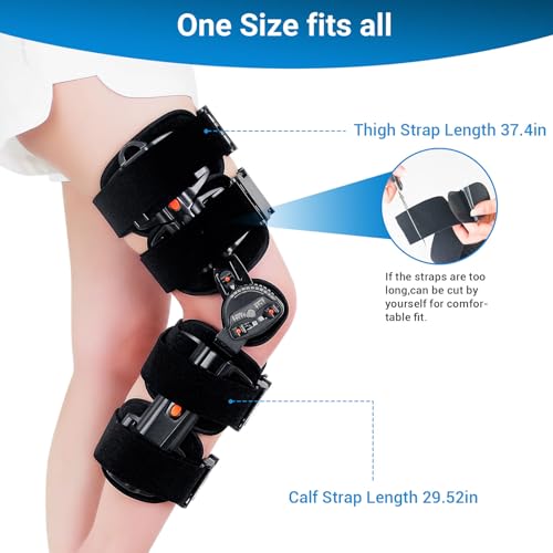 FocuBoody Hinged ROM Knee Brace,Unloader Knee Brace,Knee Immobilizer Brace,ACL, MCL and PCL Injury, Adjustable Orthopedic ...