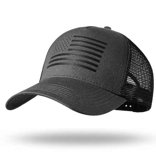 American Flag Trucker Hat - Snapback Hat, Baseball Cap for Men Women - Breathable Mesh Side, Adjustable Fit - for Casual Wear
