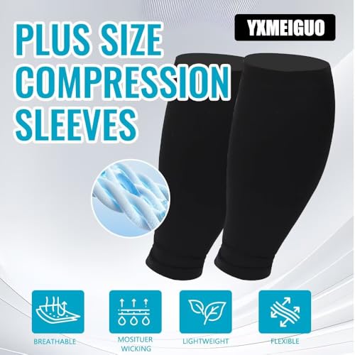 Plus Size Compression Sleeves for Calves Women Wide Calf Compression Legs Sleeves Men 4XL, Relieve Varicose Veins, Edema, ...