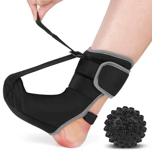 Plantar Fasciitis Night Splint Sock with Massage Ball for Tension Relief, Alleviate Pain from Plantar Fasciitis, Arch Pai...
