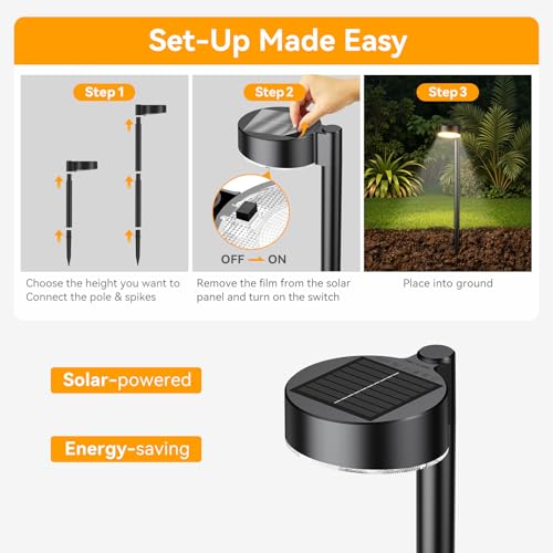 Ahaorigin 8 Pack Solar Pathway Lights Outdoor, 12 Brighter LED Solar Lights Outdoor Waterproof, Up to 12 Hrs Modern Path L...