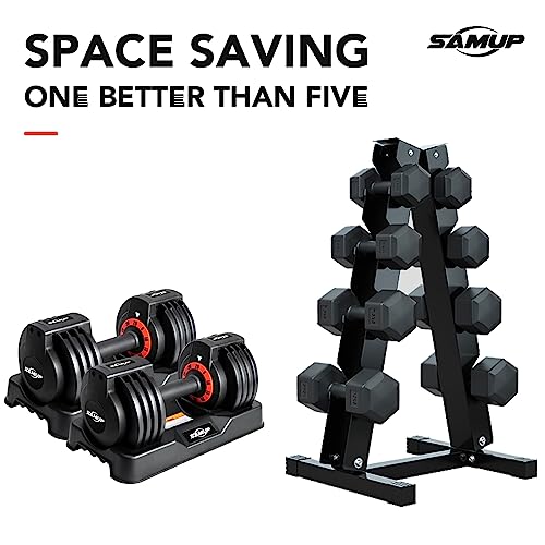 25/55 lbs Pair Adjustable Dumbbells Set, Adjustable Weights Dumbbells Set for Men and Women with Anti-Slip Fast Adjust Wei...