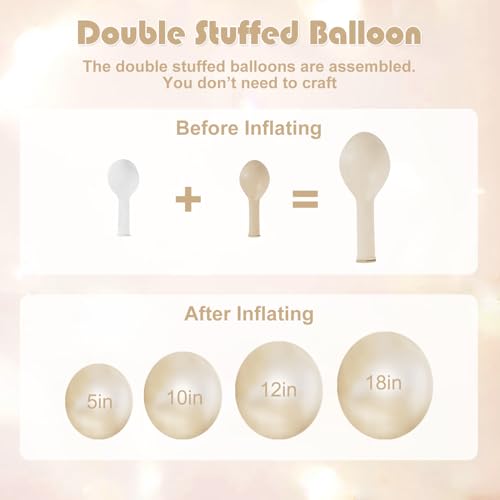 White Balloon Arch Garland Kit 103Pcs Double Stuffed Pearl White Clear Balloons Different Size for Wedding Birthday Baby S...