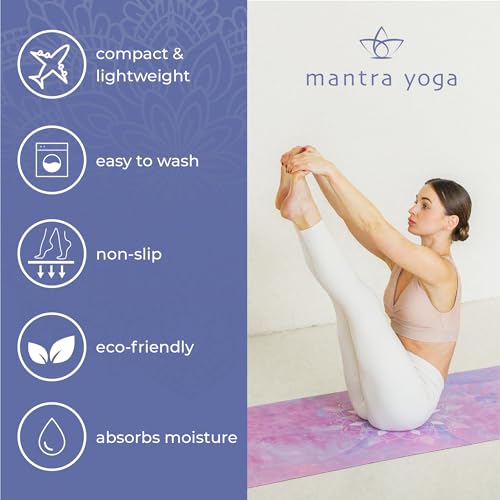 Mantra Yoga Travel PRO 1.5mm with Knee Pad - Foldable Fitness & Exercise Mat with Bag | Lightweight, Compact & Eco-Friendl...