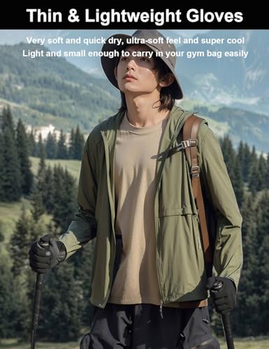 SUJAYU Full Finger Thin Hiking Gloves Women Men, Light Touchscreen UV Gloves for Hiking Running Workout Driving Women Men