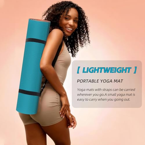 Yoga Mat Non Slip, Anti-Tear 1/4 Thick TPE Yoga Mats for Women and Men, 72"x24" Exercise & Fitness Mat with Carrying Stra...