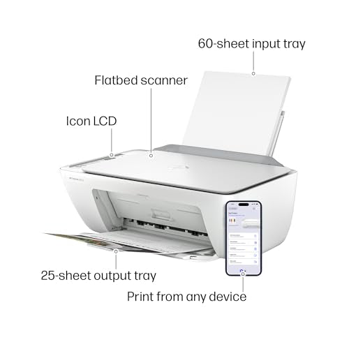 HP DeskJet 2827e Wireless All-in-One Color Inkjet Printer, Scanner, Copier, Best-for-Home, 3 Month Instant Ink Trial Inclu...