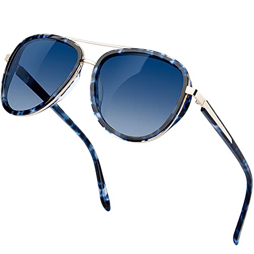BIRCEN Polarized Sunglasses for Women UV - Protection Womens Retro Mirrored Shades with Acetate Frame BC2001