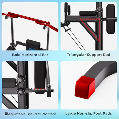 Power Tower Pull Up Dip Station, Heavy Duty Pull Up Station Dip Bar Station Multi-Function Home Gym Strength Training Fitn...