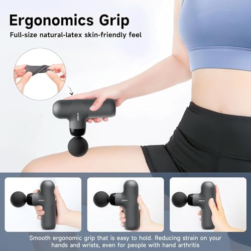 Morelax Mini Massage Gun, Percussion Muscle Massager for Back Pain Relief, Compact Sports Travel Massage Gun with 6 Massag...