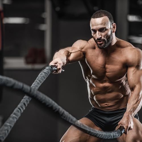 Battle Ropes Black Workout Rope 1 inch Battle Ropes for Home Gym 30ft Exercise Ropes for Working Out Heavy Ropes for Exerc...