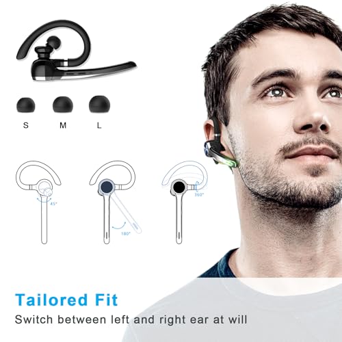 HEIBAS Bluetooth Headset, Wireless Bluetooth Earpiece with 500mAh Charging Case 72 Hours Talking Time Built-in Microphone ...