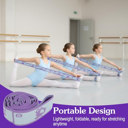Stretch Strap for Girls Elastic Gymnastics Stretching Ballet Dance Band with 8 Loops, Adjustable Exercise Training Resista...