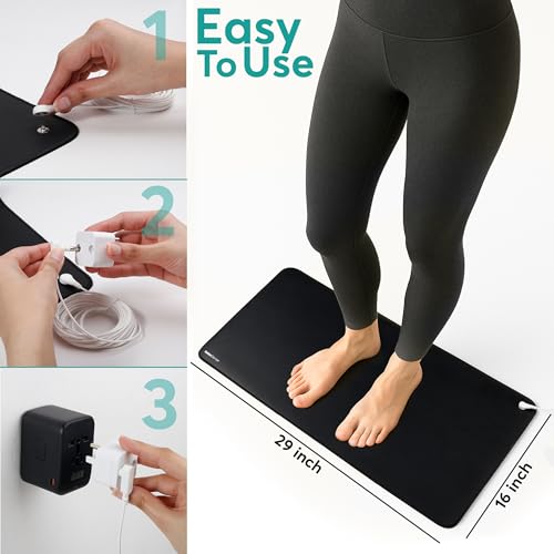 RelaxSense Grounding Mat for Feet - Foldable Earthing Well Mats with Tester Pen & Cord - Lightweight Earthing Mat Groundin...