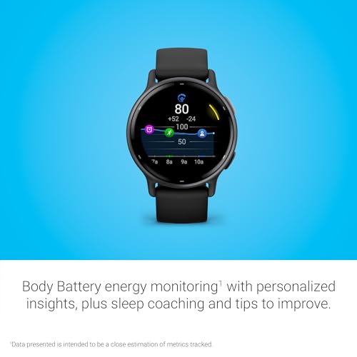 Garmin Vívoactive 5, Health and Fitness GPS Smartwatch, AMOLED Display, Up to 11 Days of Battery, Slate Aluminum Bezel wit...