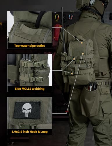 IDOGEAR SPORTS Tactical MOLLE Hydration Pack for 2L Water Bladder Reservoir Bag for Plate Carrier Outdoor Airsoft Paintball