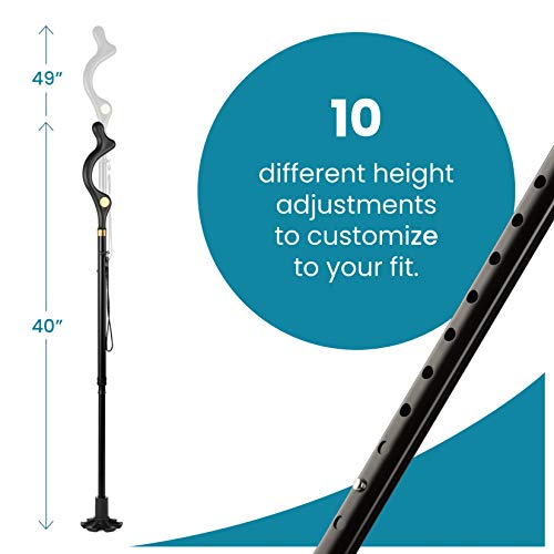 Walking Cane for Men and Women - Special Balancing Stick With 10 Adjustable Heights - Self Standing, Folding, Portable, Co...