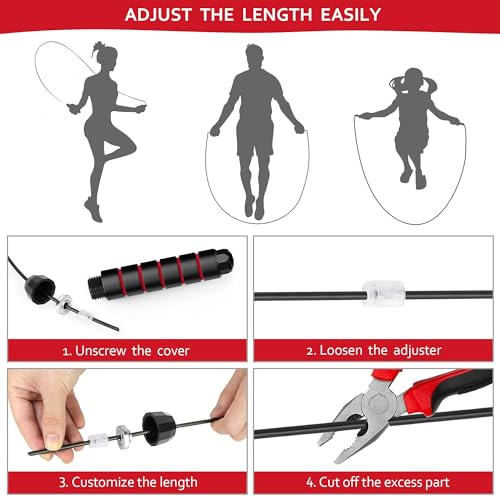 Jump Rope for Fitness, Adjustable Speed Jump Rope with Ball Bearings, Tangle-Free Skipping Rope for Women Men Kids, Durabl...