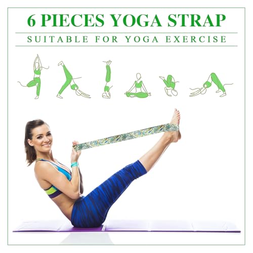6 Packs Yoga Strap for Stretching Yoga Belt Adjustable Straps for Non Elastic Stretching Strap Exercise Straps for Pilates