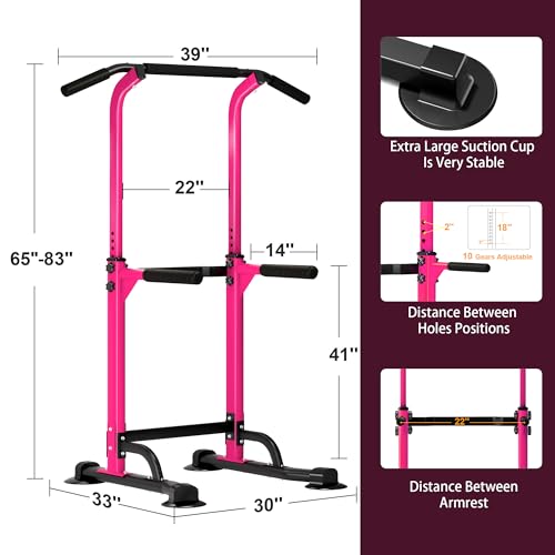 DlandHome Power Tower Pull Up Dip Station Multi-Function Fitness Equipment for Strength Training Adjustable Height Dip Sta...
