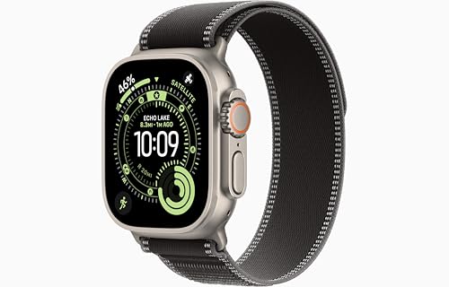 Apple Watch Ultra 3 [GPS + Cellular, 49mm] Natural Titanium Case with Black/Charcoal Trail Loop, M/L (Renewed)
