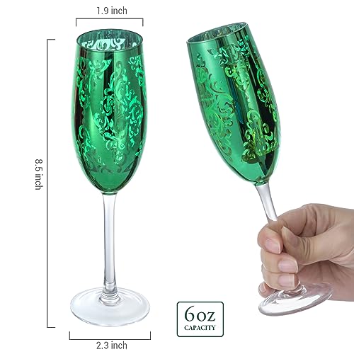 MyGift Modern Stemmed Rose Gold Champagne Flute Set of 6, Bridesmaid and Wedding Toasting Glasses, Prosecco Wine Glass, Mi...