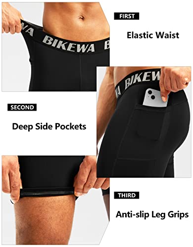 Men's 4D Padded Bike Shorts Cycling Underwear Biking Bicycle Padding Shorts for Men Side Pockets
