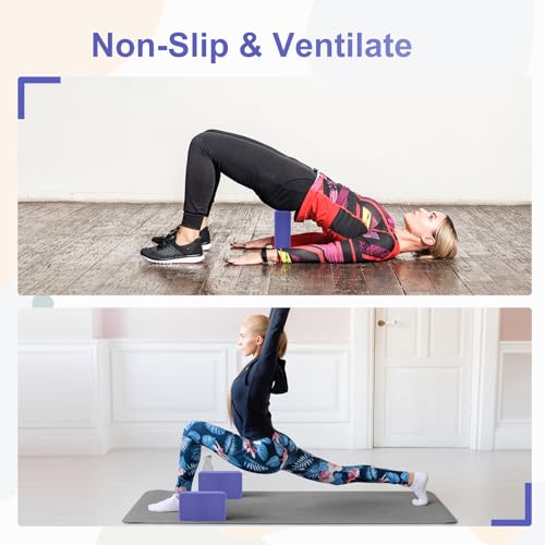 2 Pack Yoga Block, Premuim EVA Foam Block, Durable Non-slip Exersice Block for Yoga, Pilates, General Fitness, Stretching,...