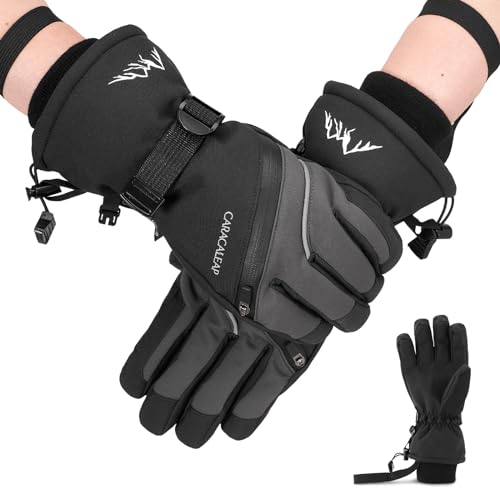 Caracaleap Ski Gloves for Men Women - Winter Snow Windproof Waterproof Skiing Snowboarding for Cold Weather Warm