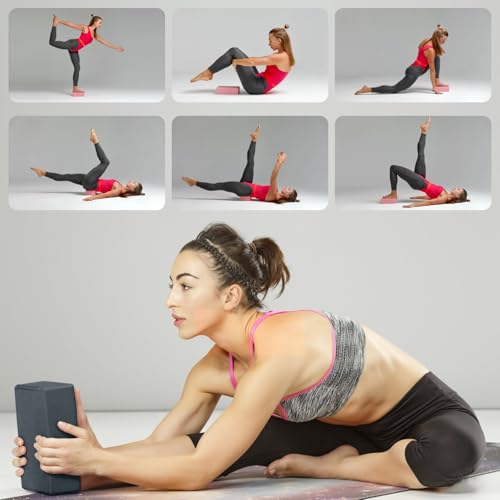 Yoga Blocks 2 Pcs, 9"x6"x3" Yoga Brick Foam Blocks EVA Foam Block Yoga Props Accessories for Yoga Pilates Stretching and M...