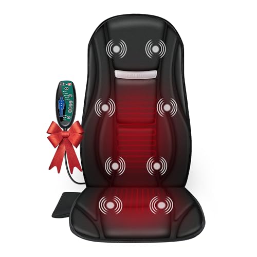Snailax Vibration Back Massager with Heat, Seat Massager with 8 Vibrating Motors & 5 Modes, Chair Massager Cushion, Massag...
