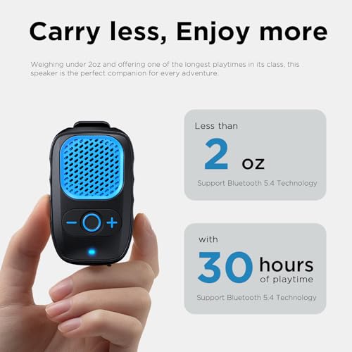 ShellHome Wearable Bluetooth Speaker, 30H Working Time Clip-On Wireless Jobsite Pro Water-Resistant Portable Speaker — Bui...