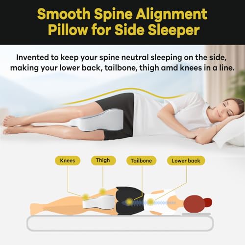anzhixiu Long 14” Knee Pillow for Side Sleeper Fully Support Thighs and Knees for Required Knee Separation- Leg Pillow for...