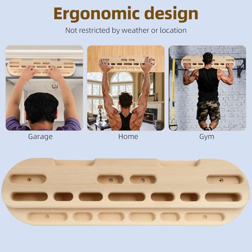 Rock Climbing Hangboard Training, Rock Climbing Fingerboard Door-Mounted Training Station, Equipped with Grip Points, Slop...
