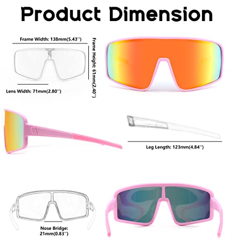 FEISEDY Sports Sunglasses, Polarized Oversized Shield for Women Men Youth, Baseball Cycling Running Outdoor Visor B2988