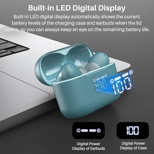 TOZO T20 Wireless Earbuds Bluetooth Headphones 48.5 Hrs Playtime with LED Digital Display, IPX8 Waterproof, Dual Mic Call ...