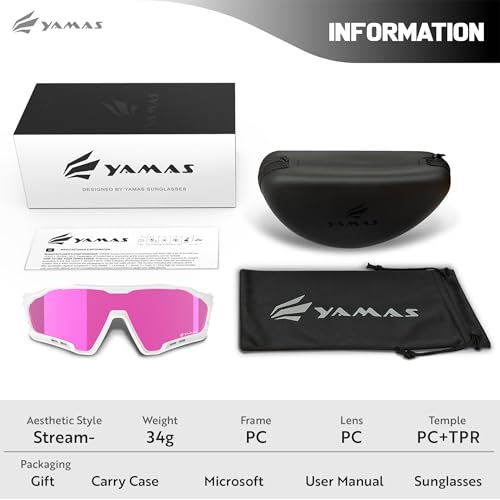 YAMAS Sport Sunglasses for Mens, Wrap around sunglasses, Non-Slip Nose Pads for Hiking, Climbing&Running, UV400 Protection