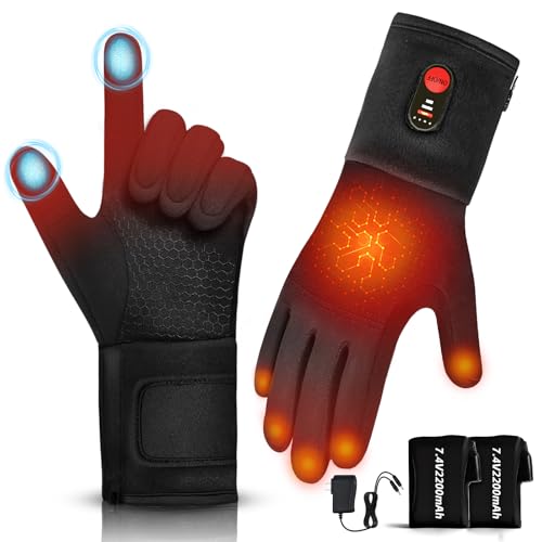 Hfshimlux Heated Glove Liners for Men Women 3 Levels Temperature Control Rechargeable Heated Gloves 10s Rapid Heating Suit...