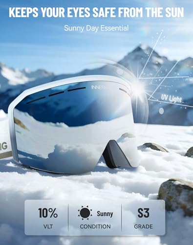 Innerking Ski/Snowboard Goggles OTG for Men Women & Youth - Over Glasses Snow Sports Goggles Anti Fog 100% UV400 Protection