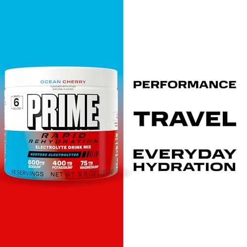 Prime Rapid Rehydration Electrolyte Powder, Ocean Cherry, Sugar Free Hydration Drink Mix with Sodium, Potassium, Magnesium...