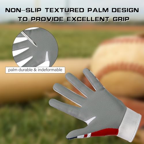 GOWISDOM Youth Baseball Batting Gloves,Softball Batting Gloves Grip Sports Kids Boys Girls Batting Gloves Super Grip for E...