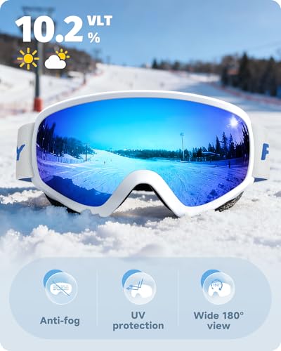 findway Kids Ski Goggles, Kids Snow Snowboard Goggles for Boys Girls Youth OTG