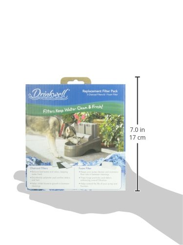 PetSafe Drinkwell Replacement Filter Pack for Outdoor Dog Water Fountain, 3 Carbon Filters & 1 Foam Filter