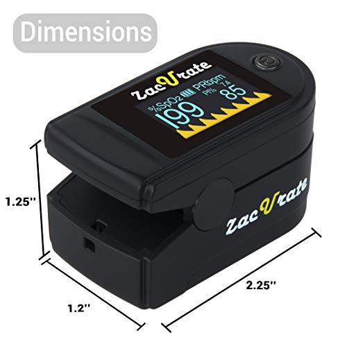 Zacurate 500C Elite Fingertip Pulse Oximeter Blood Oxygen Saturation Monitor with Silicon Cover, Batteries and Lanyard (My...