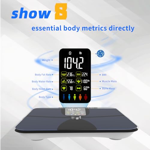 WGGE Smart Body Weight Scale,Digital Smart Bathroom Scale with Mobile App, Large LCD Display Screen,17 Body Composition Me...