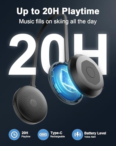 weneed Bluetooth Ski Helmet Headphones, IPX6 Waterproof, Built-in Mic, HD Speaker Chip, Ice-Resistant Down to -4℉ for Skii...