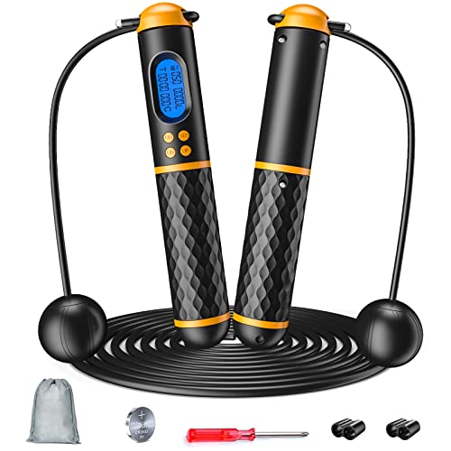 Smart Jump Rope, Multifun Speed Skipping Rope with Weight/Lap/Time/Calorie Counter Adjustable Digital Counting Jump Ropes ...
