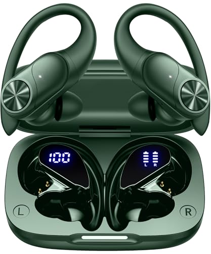 PocBuds Bluetooth Headphones Wireless Earbuds 80hrs Playtime Wireless Charging Case Digital Display Sports Ear Buds with E...